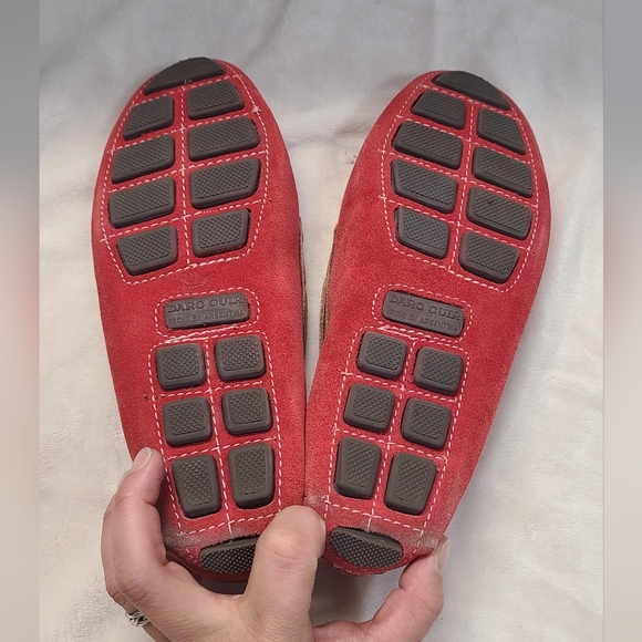 Darc Cuir Women's Tan & Red Suede Loafers Size 9 - Picture 3 of 8